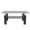 Rectangle Black Glass Coffee Table; Clear Coffee Table; Modern Side Center Tables for Living Room; Living Room Furniture