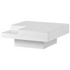 ON-TREND Modern Minimalist Design 31.5*31.5in Square Coffee Table with Detachable Tray and Plug-in 16-color LED Strip Lights Remote Control for Living