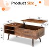 39.4 Inch Lift Top Coffee Table with Storage Shelf and Hidden Compartment; Wooden Rising Coffee Tabletop Computer Table for Living Room and Reception