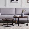 Modern Nesting coffee table; golden metal frame with marble color top-31.5"