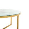 Cross Legs Glass Coffee Table with Metal Base