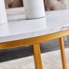Modern Nesting coffee table; golden metal frame with marble color top-31.5"