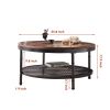 WESOME 2-Tier Single Panel Round Coffee Table for Living Room and Bedroom;  with 3D Texture Metal Frame and Mesh
