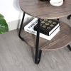 18.1 inches Small Round Coffee Table End Table 2 Tiers Side Nightstand with Storage Industry Rack Wood Table Accent Furniture for Living Room/Bed Room